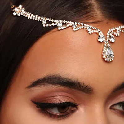 Fashion Rhinestone Headband Women Metal Head Chain Hair Band BOHO Jewellery UK • £3.59