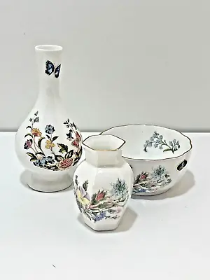 £6 • Buy Aynsley  Wild Tudor  Bowl And Small Vase And  Cottage Garden  Bud Vase (3 Items)