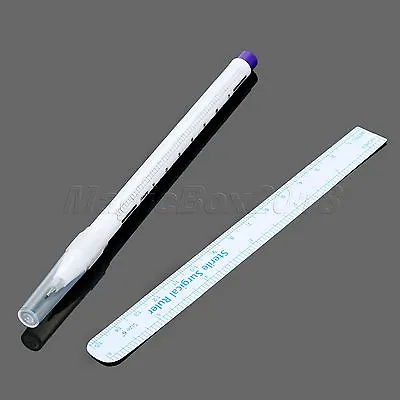 £1.92 • Buy 1/5 Set Permanent Makeup Eyebrow Tattoo Surgical Skin Marker Pen With Ruler Kit