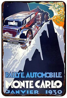 Monte Carlo Auto Rally 1930 Advertising  All Metal Tin Sign  8 X 12 Vintage • $13.95