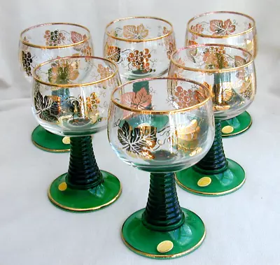 Vintage Western German Roemer Wine Beehive Glasses Set Of 6 With Labels • $49