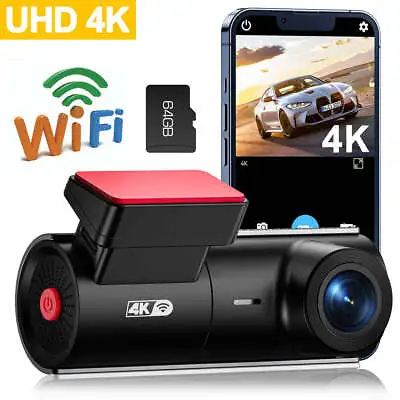 $88.99 • Buy Smart Dash Cam UHD 4K 3840×2160P WIFI Car Video Recorder Camera With 64GB Card