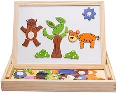 £13.40 • Buy Wooden Magnetic Puzzle, Double Sides Drawing Board, Animal Travel Easel Dry Era