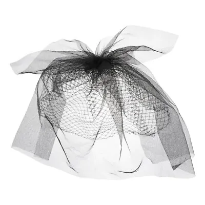 Short Black Veil Bridal Birdcage Veil Clip Vintage Wedding Veil Gothic Bride • $11.91