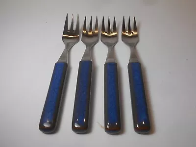 4 Denby Langley England Flatware Touchstone Sapphire Individual Salad Forks • $32
