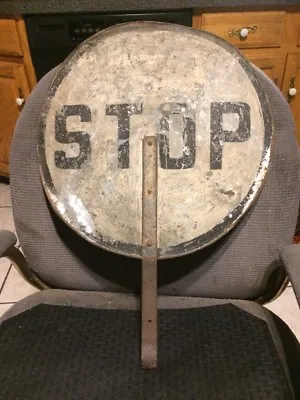 Really Old Round Metal Railroad Sign With Steel Handle  • $249