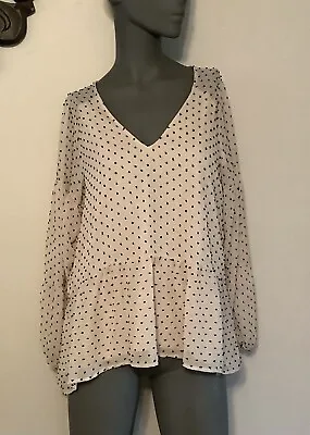 MAUNCES Long Sleeve Textured Pablum Lined Top Blouse S NWT • $18