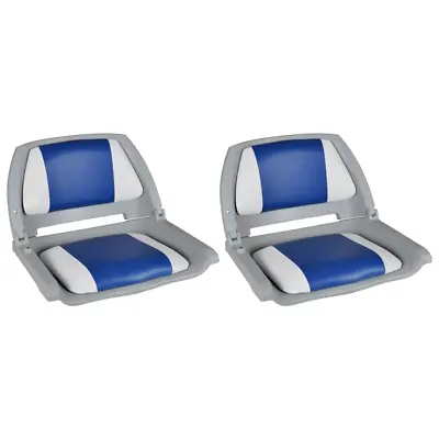 VidaXL Boat Seats 2 Pcs Foldable Backrest Blue-white Pillow 41x51x48cm • £149.61