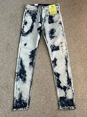 Levis Skinny Taper Men's Blue Jeans Stretch Bleached Camo Tye Tie Dye Size 29x30 • $22.85