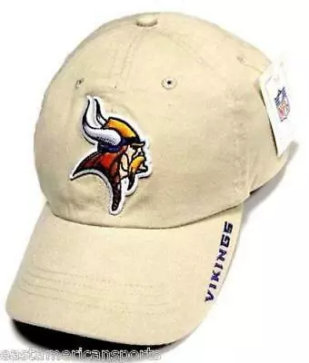 Minnesota Vikings NFL Khaki Tan Slouch Hat Cap W/ Logo & Slide Buckle Adjustable • $13.99