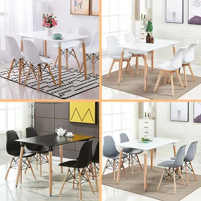 £179 • Buy Dining Table And Chair Set White - 4 X Wooden Dining Chairs & White Dining Table