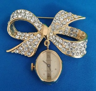  Vintage Lemon Tree  Women's  Rhinestone Bow Ladies Old Fashion Lapel Watch • $88