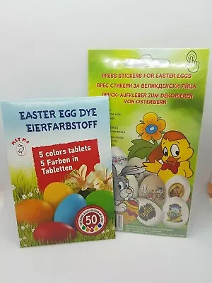 Lot 5 Colours Easter Egg Dye Paint & Press Stickers Egg Tattoos Craft Art  • £4.75