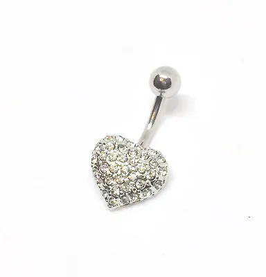 £3.99 • Buy Multi Crystal Ferido SHAMBALLA Slim Heart Navel BELLY BAR 10mm Diamante SS 316L