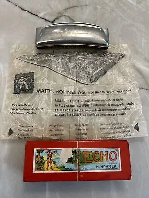 Vintage M. Hohner ECHO Grand Prix Curved HARMONICA Key Of C In BOX Made Germany • $19.99