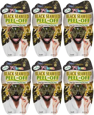 7th Heaven Black Seaweed Peel Off Face Pack Mask Pore  X6 Stocking Christmas • £7.45