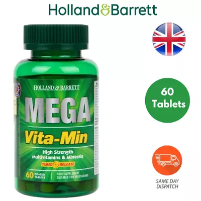 Holland & Barrett Mega Vita-Min Designed To Provide Longer-lasting - 60 Tablets • £6.99