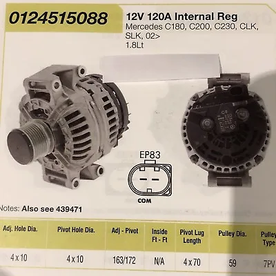 MERCEDES BENZ C-CLASS  COUPE  C180C200 Kompressor ALTERNATOR 1.8L Supercharged • $292.93