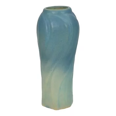 Van Briggle 1920s Vintage Arts And Crafts Pottery Leaves Blue Ceramic Vase 824 • $225