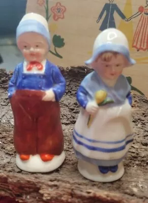 Vintage Strolling Dutch Boy Girl Salt & Pepper Shaker Set Japan  • $16.95