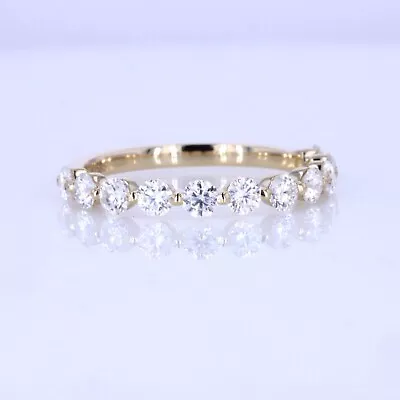 1/2 Eternity Round Moissanite 10K Bubble Wedding Promise Band Gift Ring For Love • $333.85