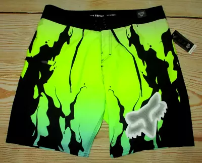 Mens Fox Racing Black Yellow Swim Board Shorts Size 32 • $39.90