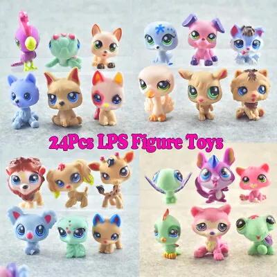 24Pcs Animals Hasbro LPS Figure Toy Set Littlest Pet Shop Dogs Cats Lions XMAS • £20.27