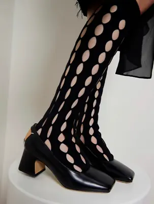 Issey Miyake Calf Socks Sneaker Luxury Hole Fishnets Black • $24