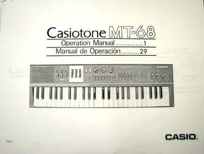 Casio MT-68 User's Operating Owner's Manual For Casiotone MT68 Mid Size Keyboard • $27.33