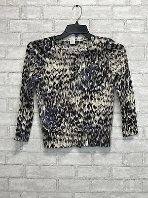 J. Crew Cardigan Sweater Womens Size S Watercolor Leopard Print 100% Merino Wool • $29.99