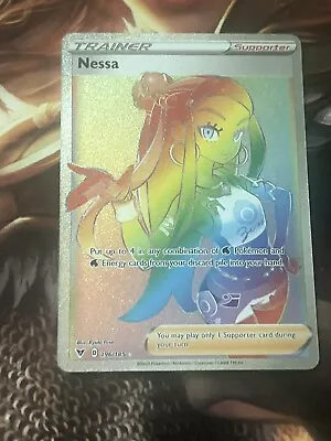 1x Pokémon TCG Nessa Vivid Voltage 196/185 Holo Secret Rare Full Art Rainbow • $6.99