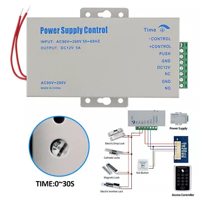 For RFID Reader Keypad Magnetic Lock Kit 12V 5A Door Access Control PowerSupply • £14.86