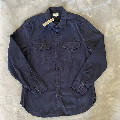 J.Crew Shirt Mens Medium Garment-dyed Corduroy Work CPO Navy Blue Cotton NWT • $32.99