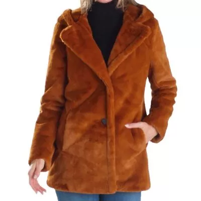 NVLT Hooded Faux Mink Coat Golden Brown XS • $66.93