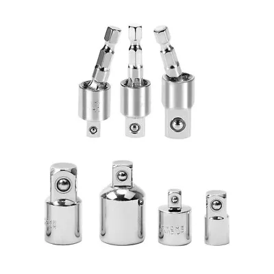 7PC Socket Adapter Set Universal Joint Swivel 1/4  3/8  1/2  Reducer Converter • $11.95