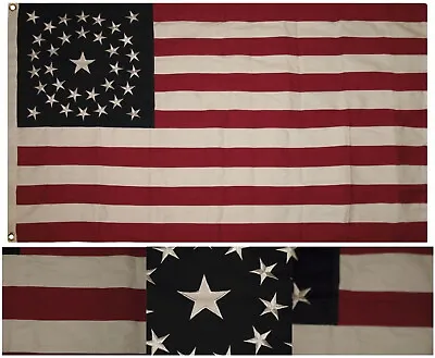 3x5 Embroidered Sewn American 34 Star Circle Synthetic Cotton Flag 3'x5' 2 Clips • $48.88