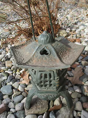 Vtg Made In CHINA Japanese Cast Iron Pagoda Garden Candle Lantern 1940’s • $124.99