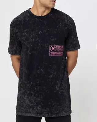 New Mens Nimes Black Acid Wash T Shirt Size S £15.99 Or Best Offer RRP £34.99 • £11.19