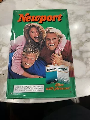 Vintage 1980s Newport Cigarette  Alive With Pleasure  Metal Tin Sign • $14