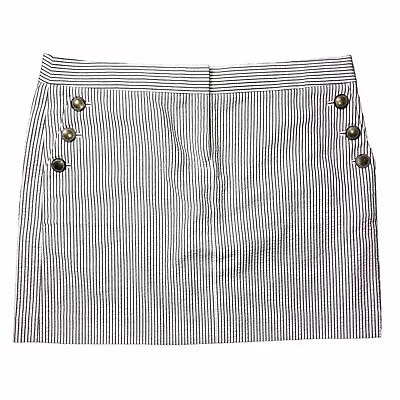 NWT J Crew Seersucker Mini Skirt Sailor Button Accent Pocket Size 10 • $17.99