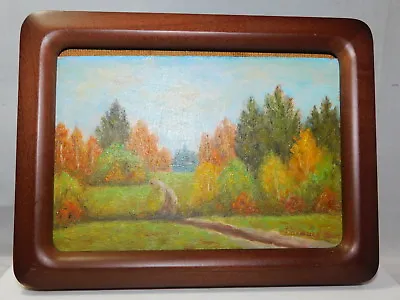 Vintage Oil Painting Russian Foliage Fall Landscape Frame Picture Signed • $53.99