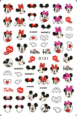 Nail Art Stickers Transfers Self Adhesive Mickey Mouse Minnie Mouse Stickers 131 • £2.49