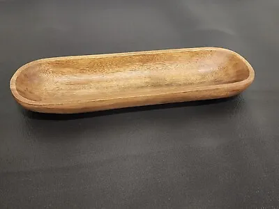 Hand Carved Philippine Wood Dough Bowl Trencher Farmhouse Home Decor 18” Long • $17