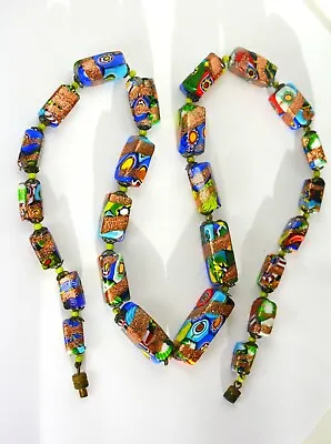 Murano Necklace Venetian Sommerso Foil Glass Hand Knotted Lampwork Glass Beads • $135.14