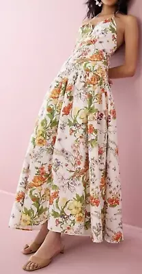 New J.crew Collection Anguilla Ratti Tropical Floral Halter Maxi Dress 14 • $96.99