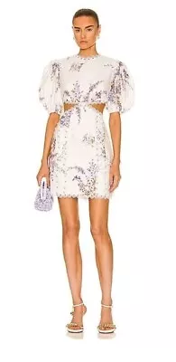 Zimmerman Jude Cut Out Dress Mini Lilac Floral  Sz 2 (8-10) RRP $795 • $400