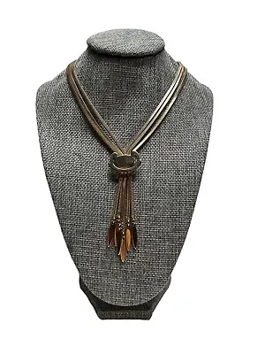 Vintage MONET Priscilla Tassel Lariat Gold Tone Multi Strand Slide Necklace • $24.99