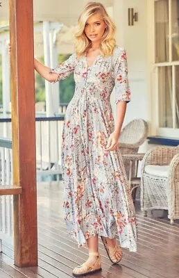 Jaase Orange Blossom Print Indiana Maxi Dress New With Tags Size 18 Stunning • $49.99