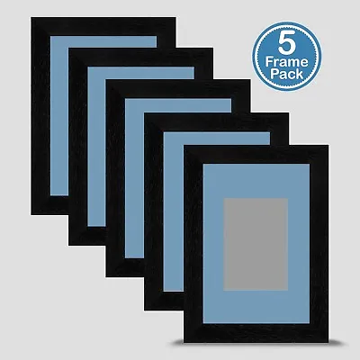 Black Photo Frame 6x4 X5 MULTI PACK Incl Baby Blue Mount 3.5x2.5 ACEO Art Print • £29.95