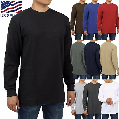 Mens Heavy Waffle T Shirts Cotton Long Sleeve Casual Plain Sports Thermal • $22.99